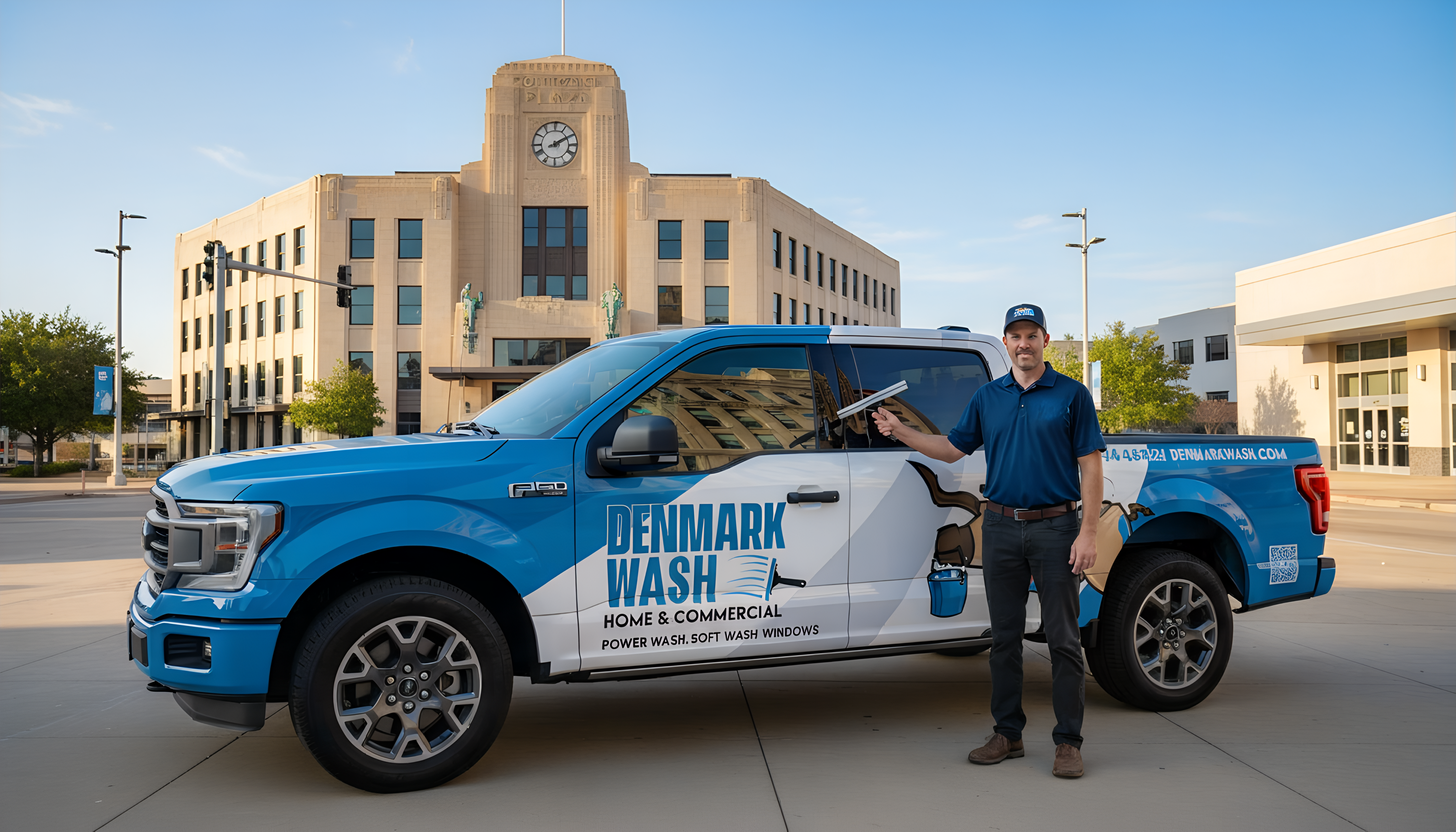 Professional window cleaner with squeegee